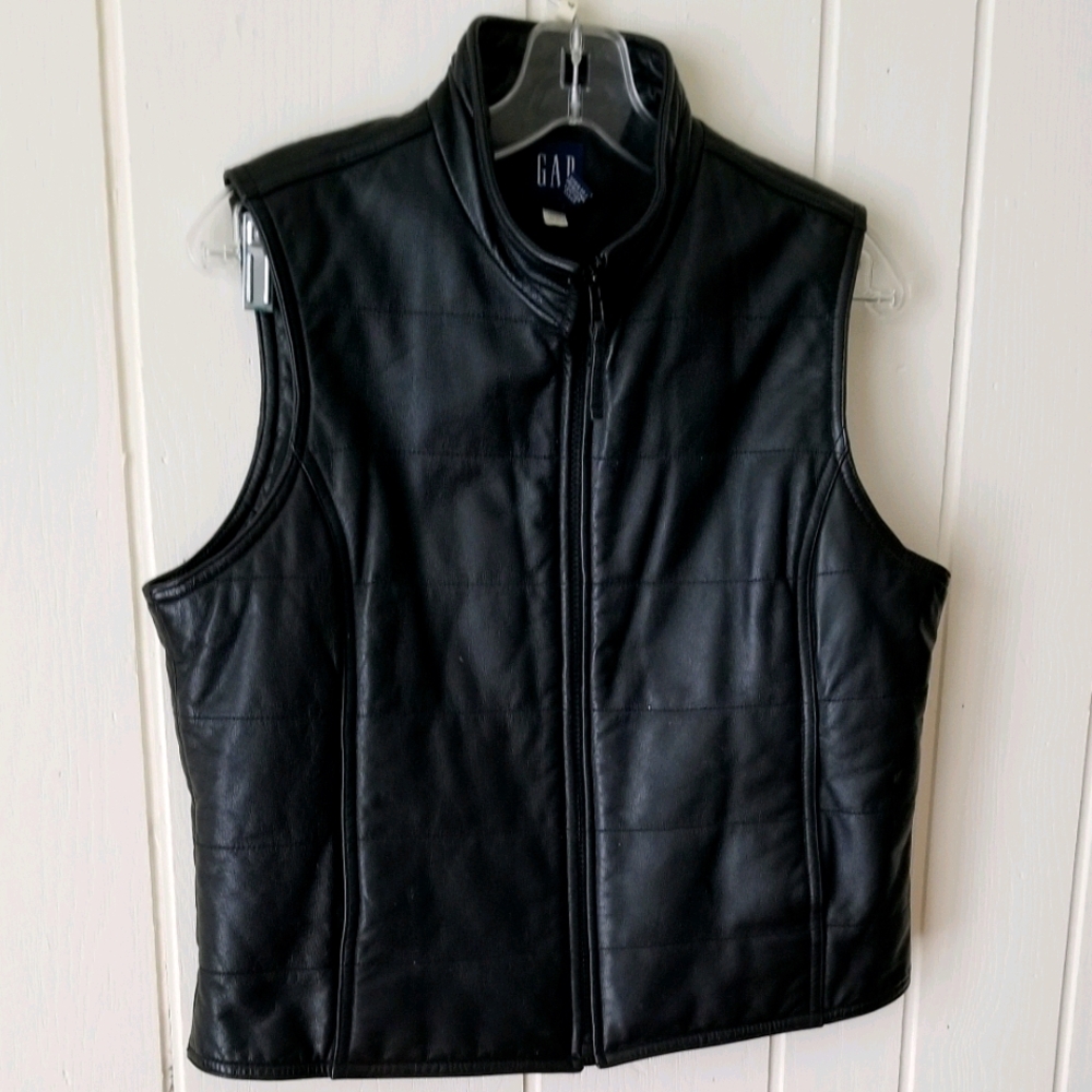 Black lined leather vest
